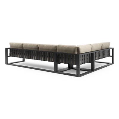 Verato loungehoek in zwart aluminium met althea chalk all weather cosytica kussen