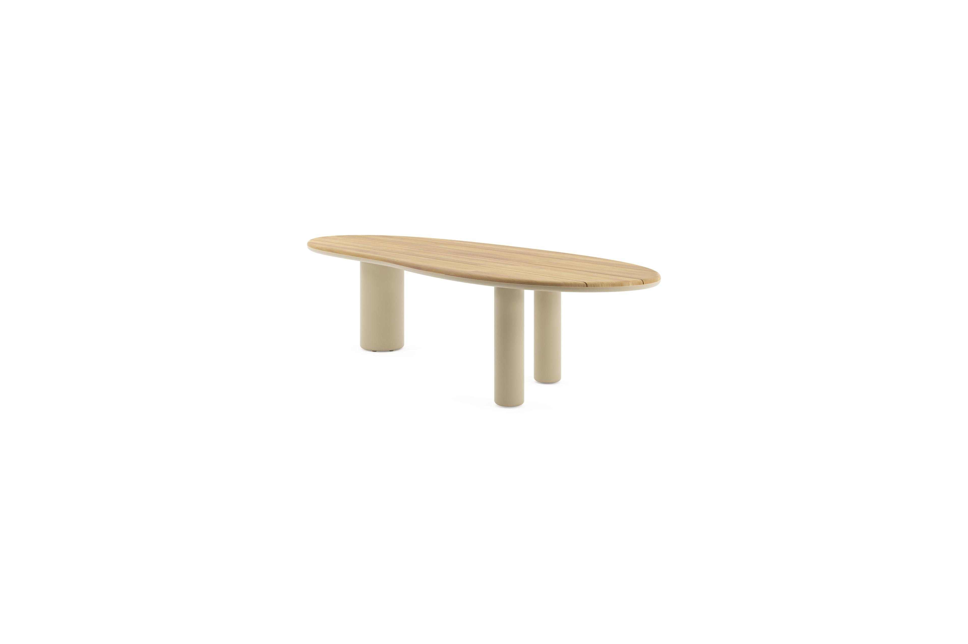 Table de jardin Amico organique en aluminium beige et teck- Lg. 320 x Lrg. 120 x Haut. 73.5 cm