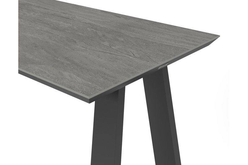 Cesano bartafel in zwart aluminium en volkeramiek aspen grey - L 170 x B 70 x H 106 cm
