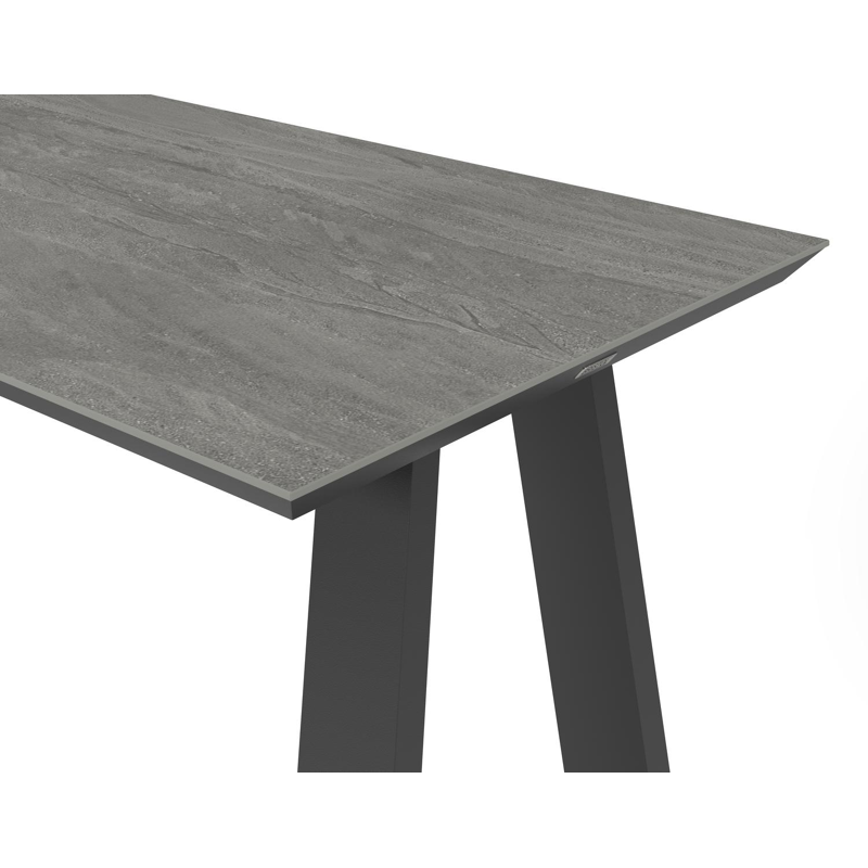 Cesano bartafel in zwart aluminium en volkeramiek aspen grey - L 170 x B 70 x H 106 cm