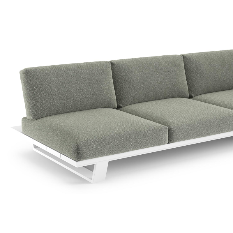 Pagino loungeset in wit aluminium met savane leaf all weather sunbrella® luxe kussen