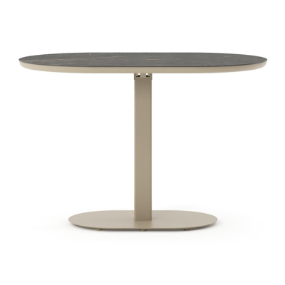 Table de jardin Teramo bombo en aluminium beige et céramique pleine Black Obsession - Lg. 110 x Lrg. 70 x Haut. 73.7 cm