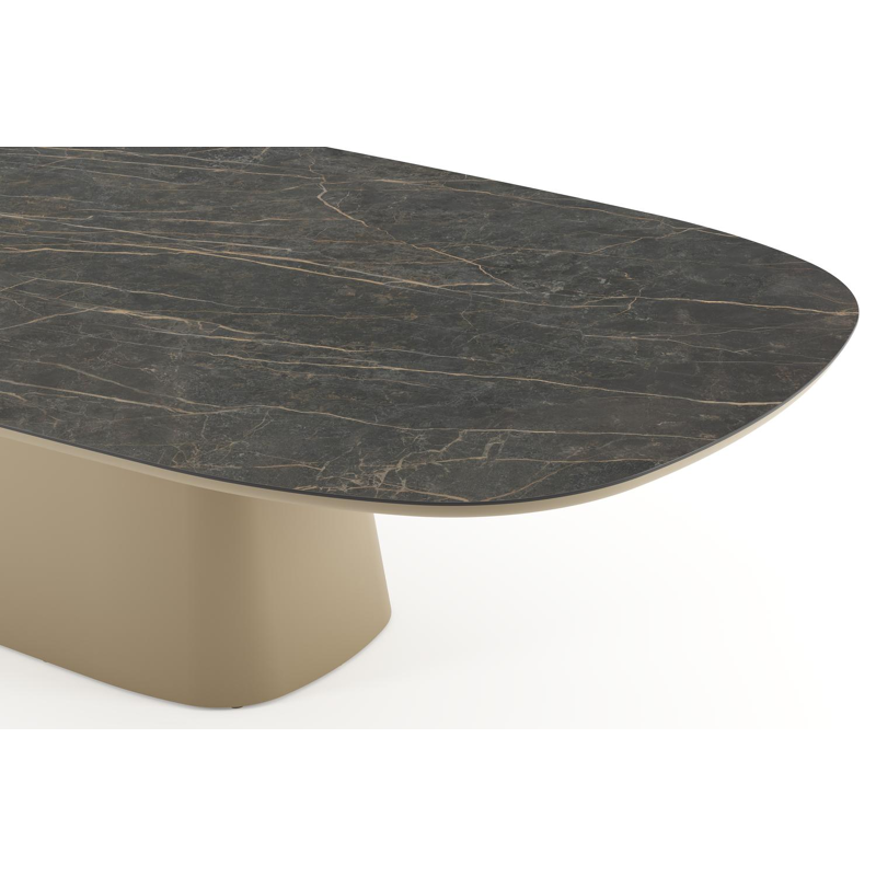 Amico tuintafel bombo xl in beige aluminium en volkeramiek Black Obsession - L 320 x B 148 x H 73.5 cm