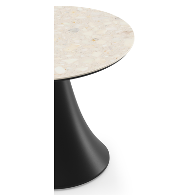 Table de basse low dining low dining Fano ronde en aluminium noir et céramique pleine Retrostone - Diam. 65 x Haut. 55 cm