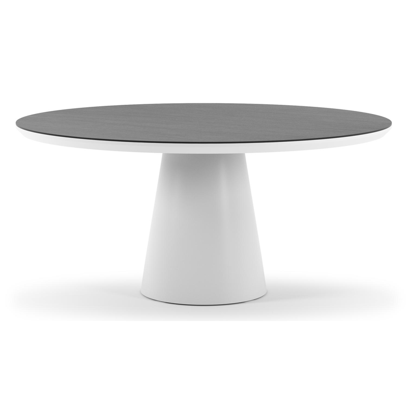 Donato tuintafel rond in wit aluminium en volkeramiek Basalt Black - Dia. 148 x H 75 cm