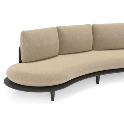 Bomero loungebank in zwart aluminium met madagascar oak all weather cosytica kussen