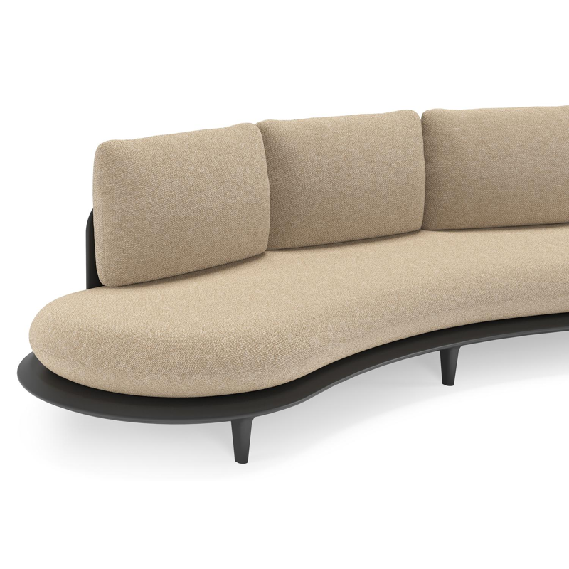 Bomero loungebank in zwart aluminium met madagascar oak all weather cosytica kussen