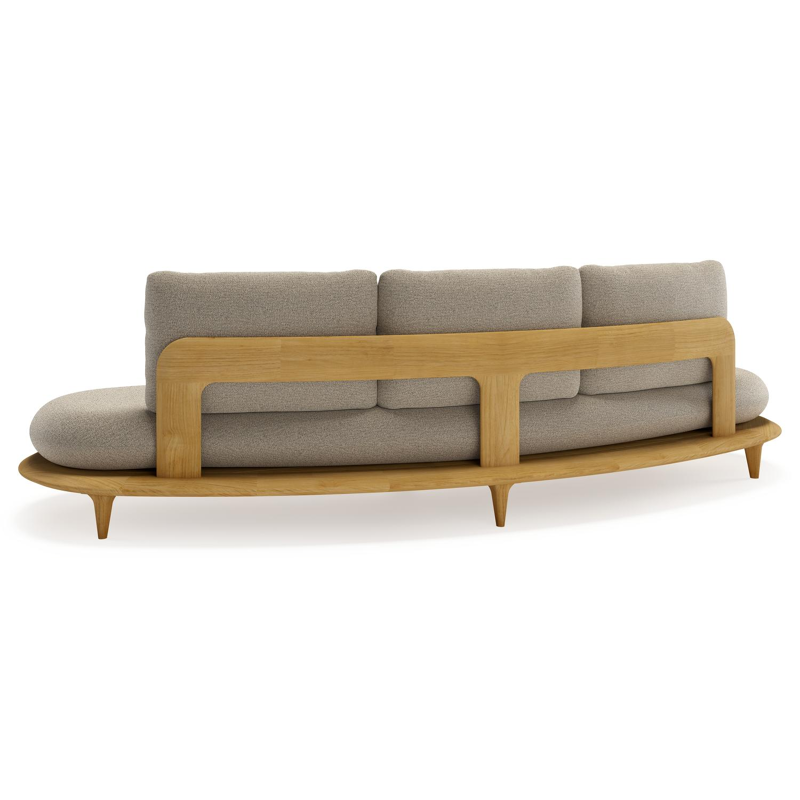Canape de jardin Bomero en teck et coussins en all weather cosytica catania beige