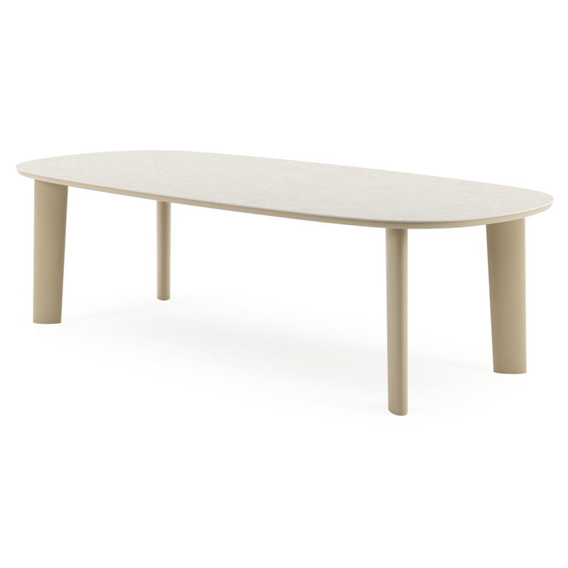 Amico tuintafel bombo in beige aluminium en volkeramiek Shilin - L 270 x B 125 x H 73.5 cm