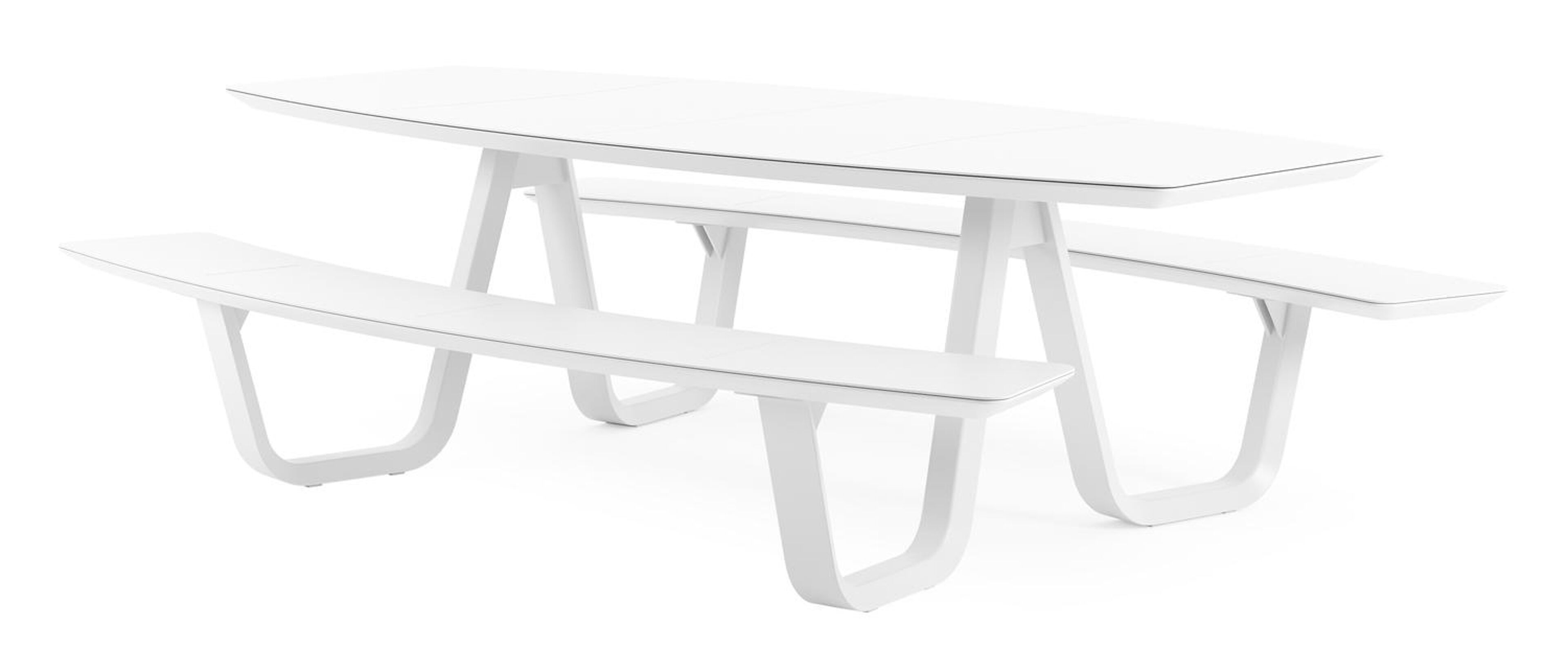 Table de pique-nique Forno forme de bateau en aluminium blanc - Lg. 240 x Lrg. 181 x Haut. 72 cm