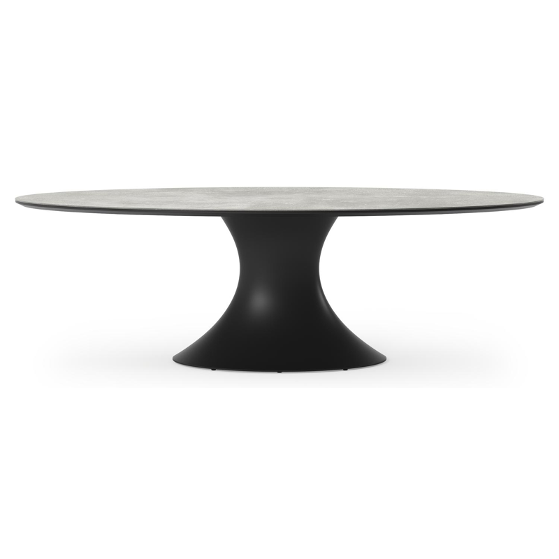 Table de jardin Fano ovale en aluminium noir et céramique pleine New York - Lg. 240 x Lrg. 135 x Haut. 75 cm