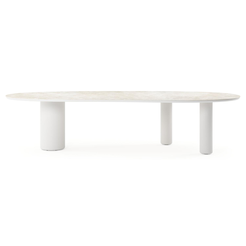 Amico tuintafel organisch in wit aluminium en volkeramiek Rapolano - L 320 x B 145 x H 73.5 cm