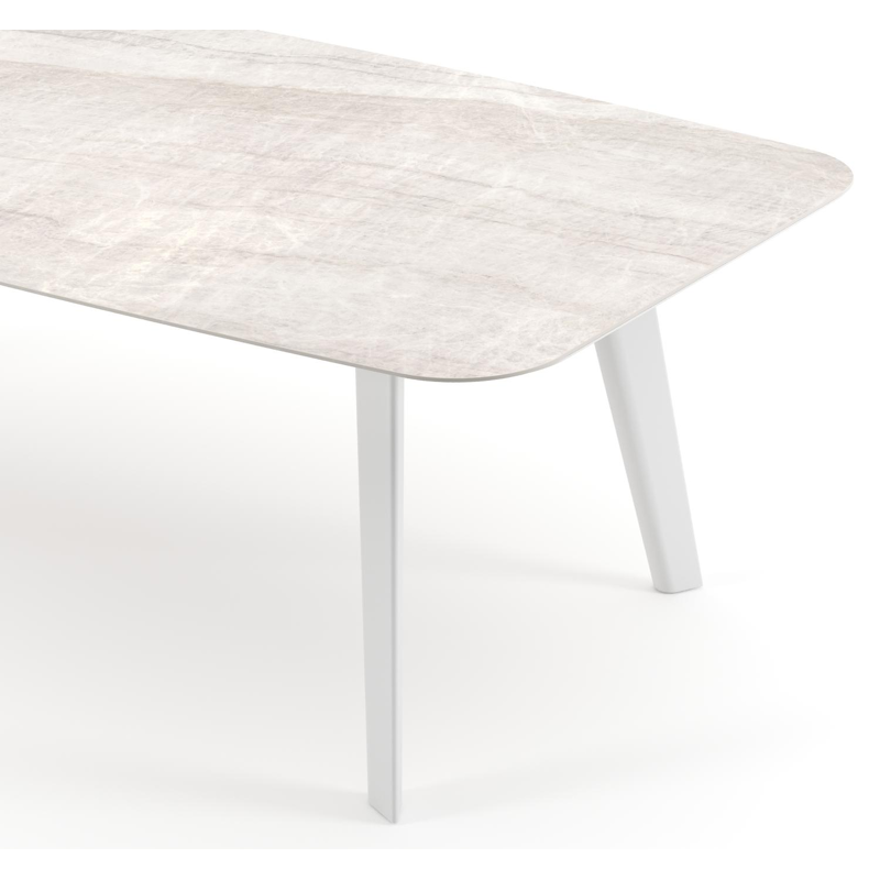 Lacrima tuintafel bootvorm in wit aluminium en volkeramiek Taj Mahal - L 255 x B 115 x H 73 cm