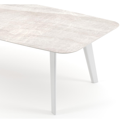 Lacrima tuintafel bootvorm in wit aluminium en volkeramiek Taj Mahal - L 255 x B 115 x H 73 cm