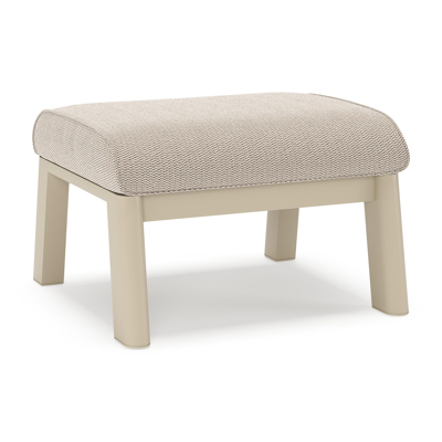 Cirello poef in beige aluminium met lopi fossil all weather sunbrella® luxe kussen