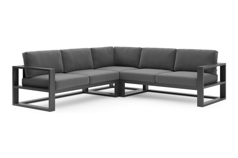 Verato loungehoek in zwart aluminium met lopi shadow all weather sunbrella® luxe kussen