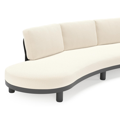 Donato loungebank in zwart aluminium met all weather cosytica Althea Off White kussen