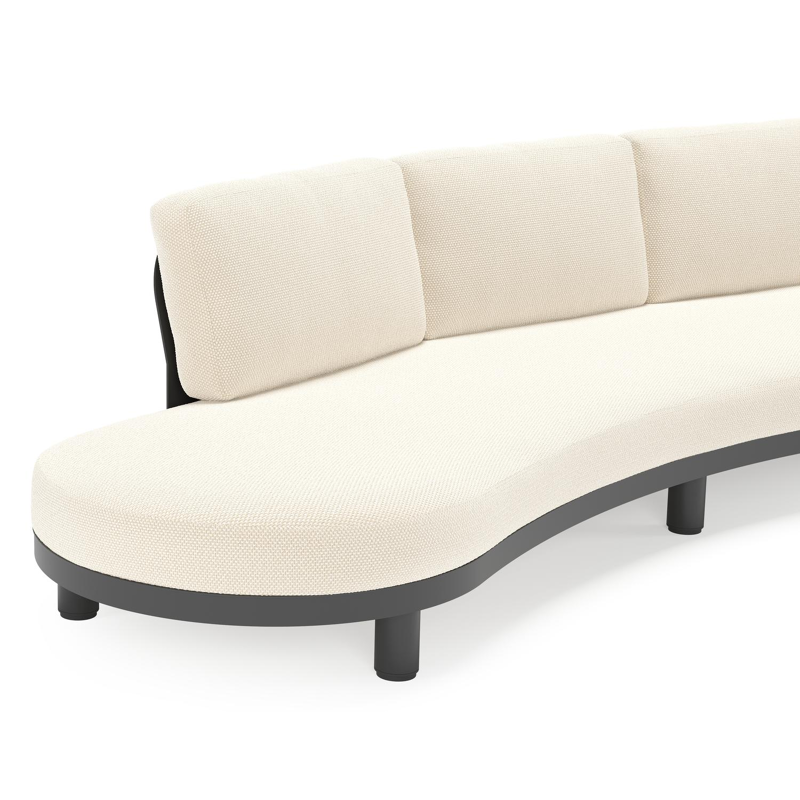 Donato loungebank in zwart aluminium met all weather cosytica Althea Off White kussen