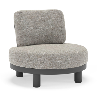 Donato loungestoel in zwart aluminium met all weather sunbrella® luxe Tundra Pepper kussen