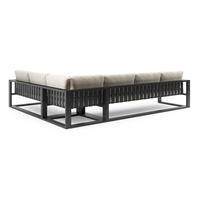 Verato loungehoek in zwart aluminium met althea off white all weather cosytica kussen