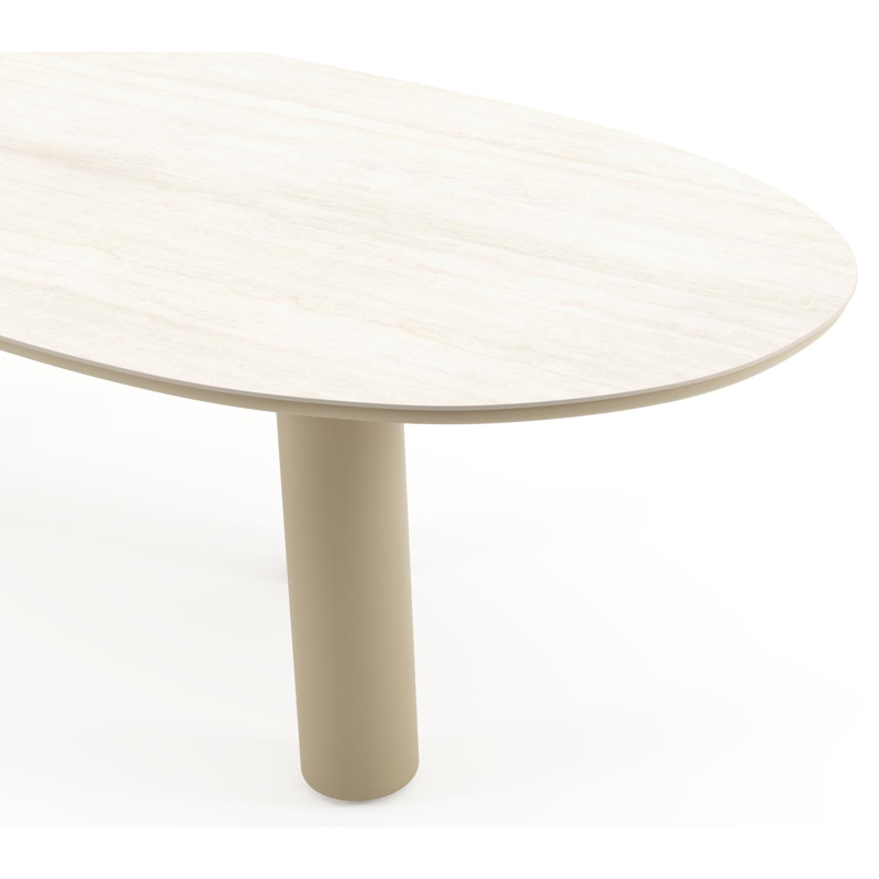 Amico tuintafel organisch in beige aluminium en volkeramiek Travertino Bianco - L 280 x B 120 x H 73.5 cm