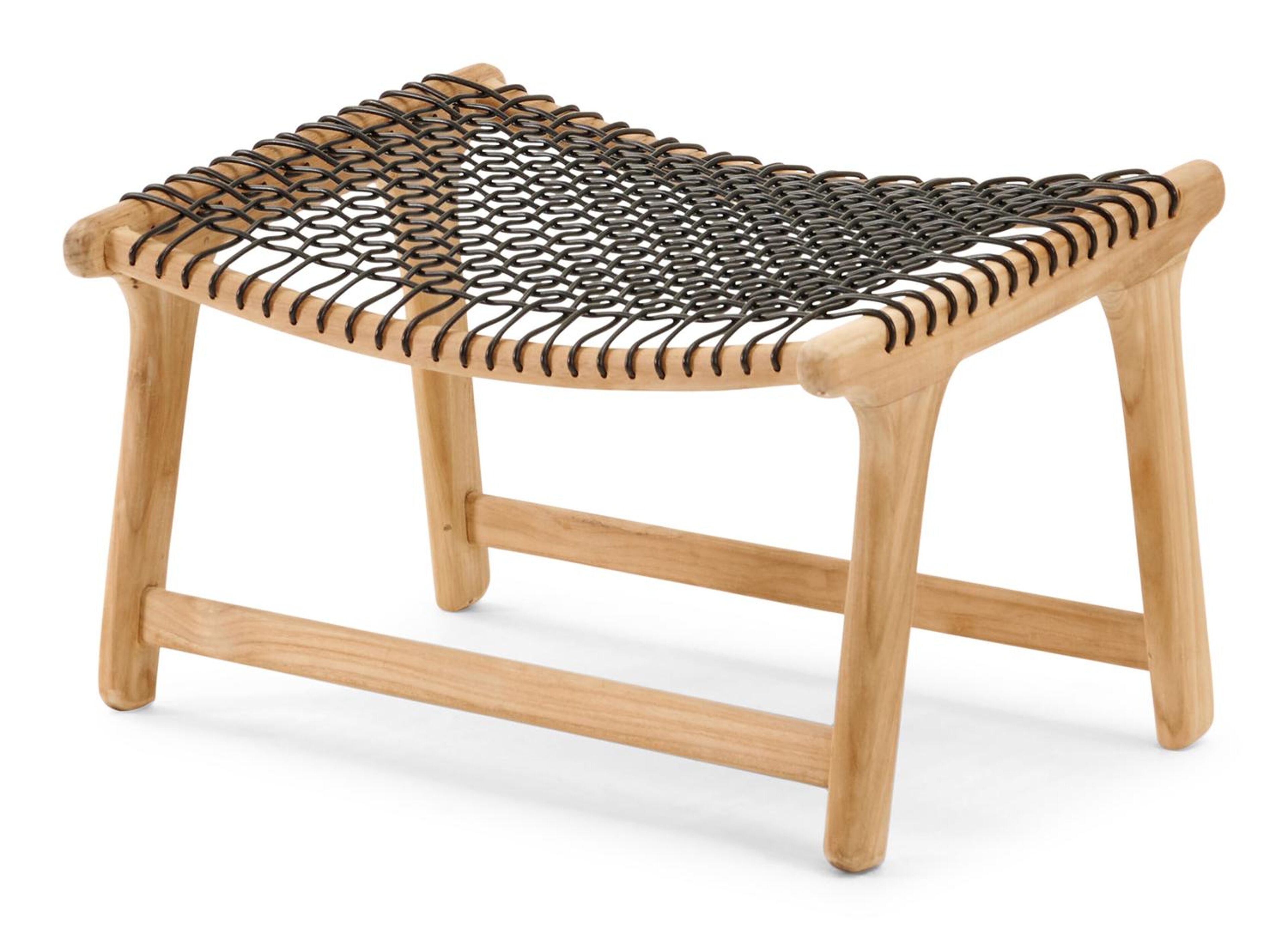 Cosito poef in teak en zwart ronde wicker