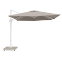 Calpe zweefparasol in wit aluminium en beige Weather+ Softtouch parasoldoek - L1 270 x L2 270 cm met Avola parasolvoet 90 kg met wielen