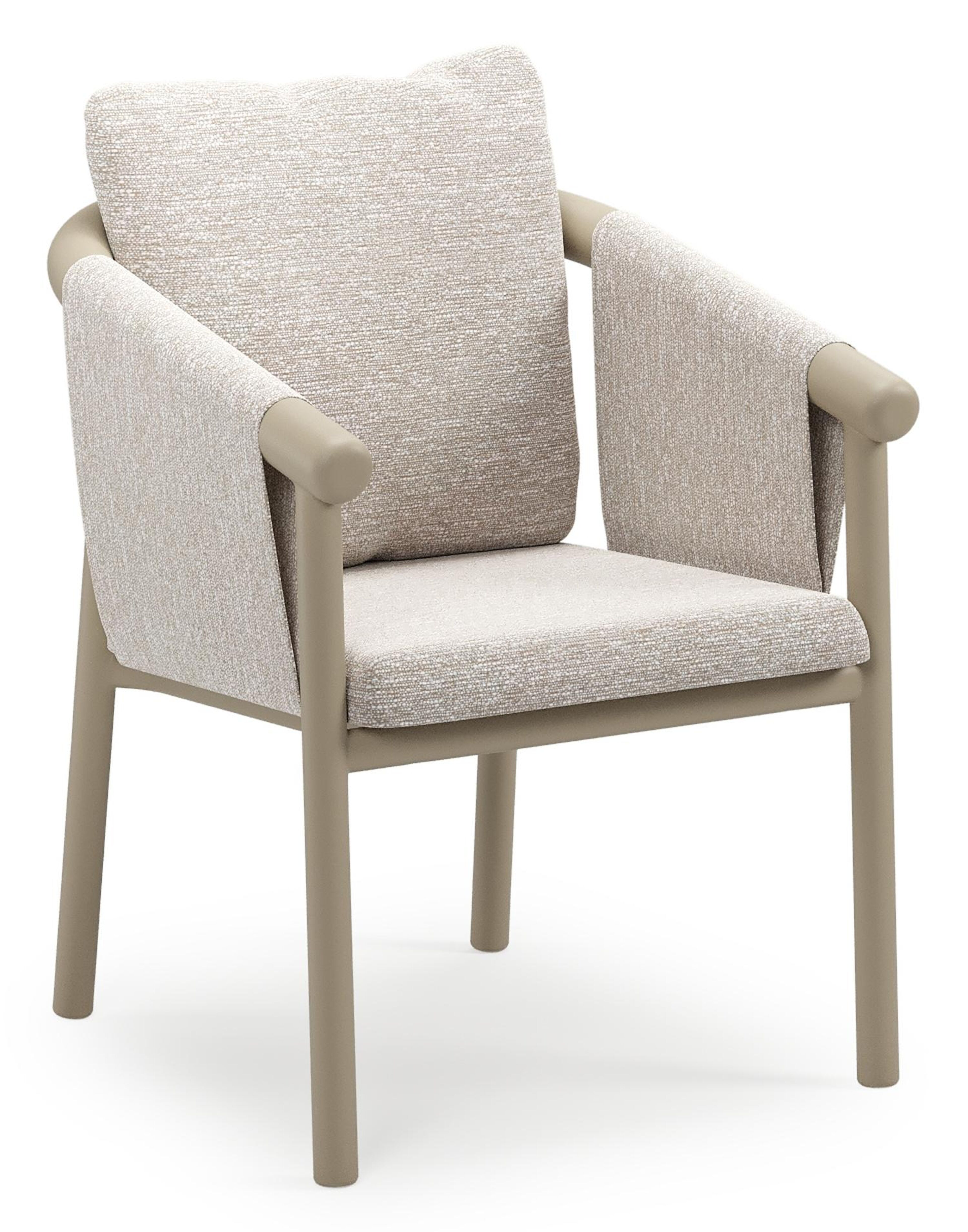 Amico stapelbare tuinstoel in beige aluminium met stoelkussen in All Weather Sunbrella® Luxe Tundra Sand