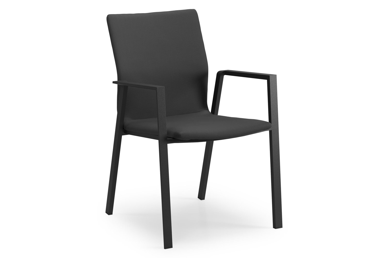 Madura stapelbare tuinstoel in zwart aluminium en zwart comfort textilene