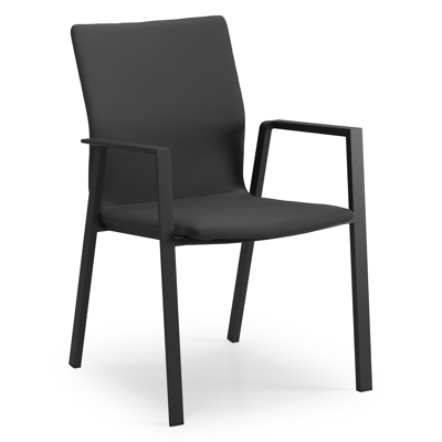 Madura stapelbare tuinstoel in zwart aluminium en zwart comfort textilene
