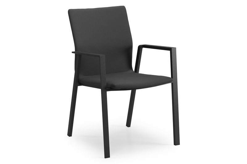 Pamplona ronde tuinset in zwart aluminium en teak naturel met 6 Madura tuinstoelen