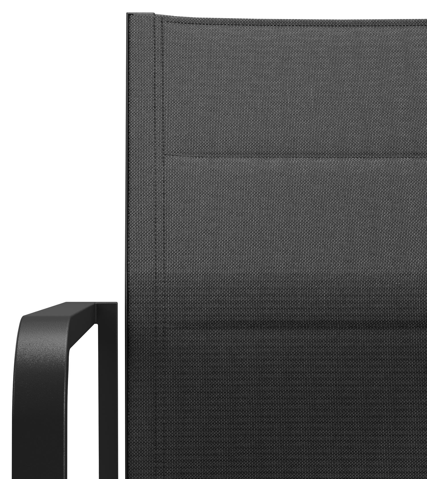 Chaise de jardin empilable Como in aluminium noir et textilène confort noir