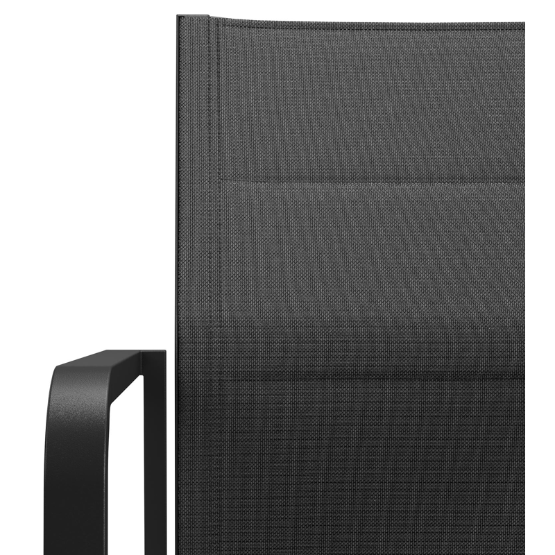 Como stapelbare tuinstoel in zwart aluminium en zwart comfort textilene