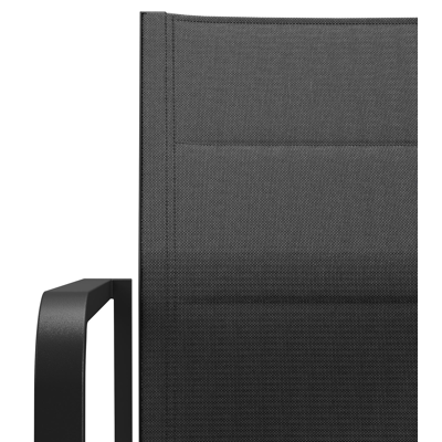 Como stapelbare tuinstoel in zwart aluminium en zwart comfort textilene