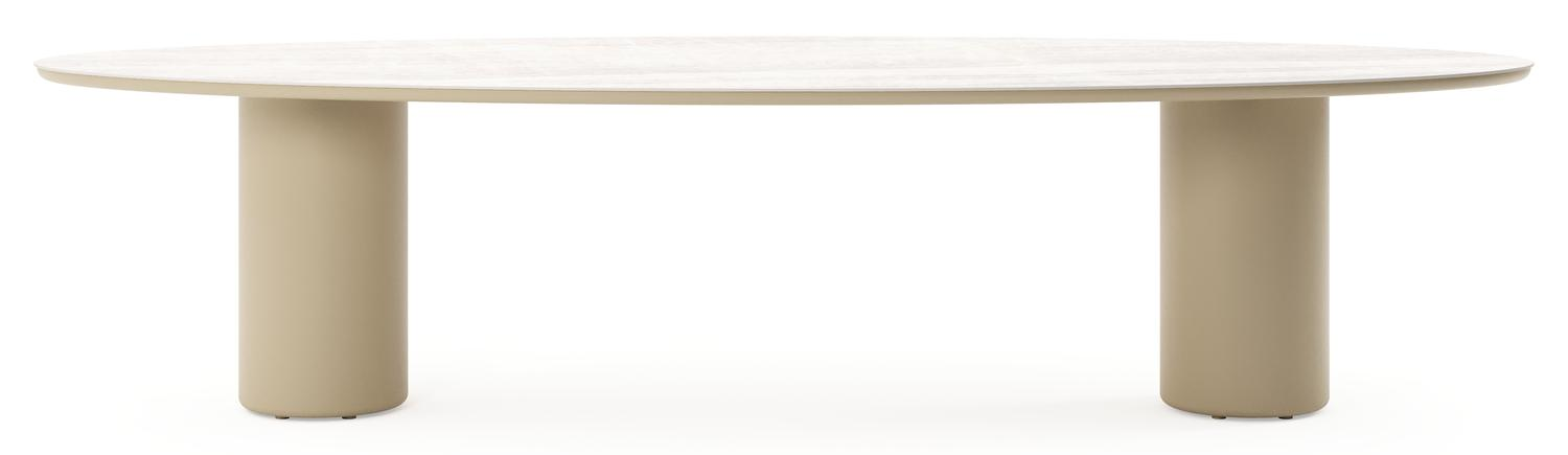 Amico tuintafel ovaal in beige aluminium en volkeramiek Taj Mahal - L 320 x B 130 x H 73.5 cm