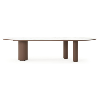 Amico tuintafel organisch in taupe aluminium en volkeramiek Calacatta - L 320 x B 120 x H 73.5 cm