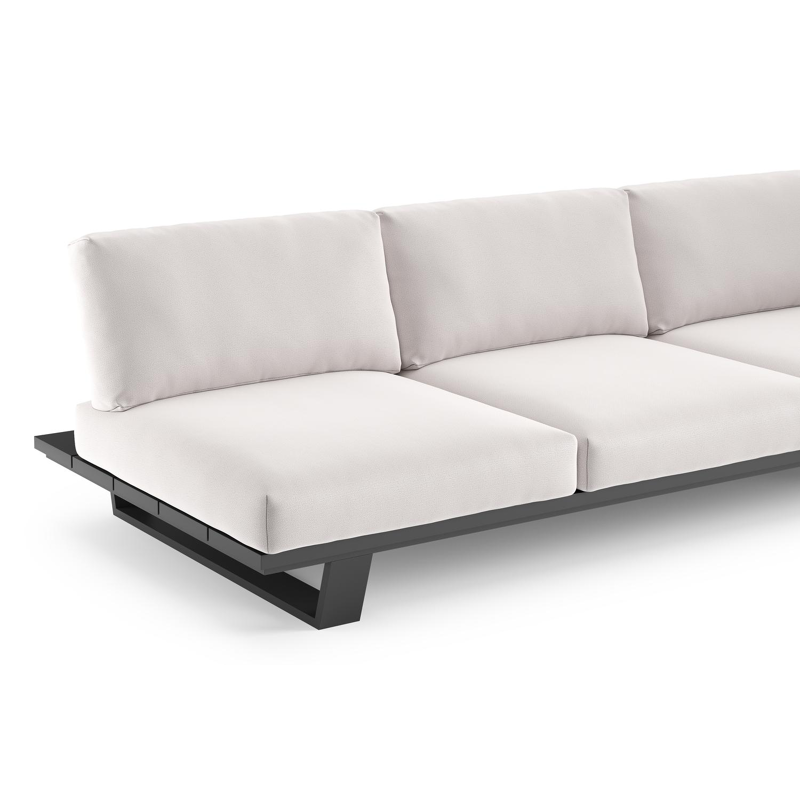 Pagino loungebank in zwart aluminium met savane whisper all weather sunbrella® luxe kussen