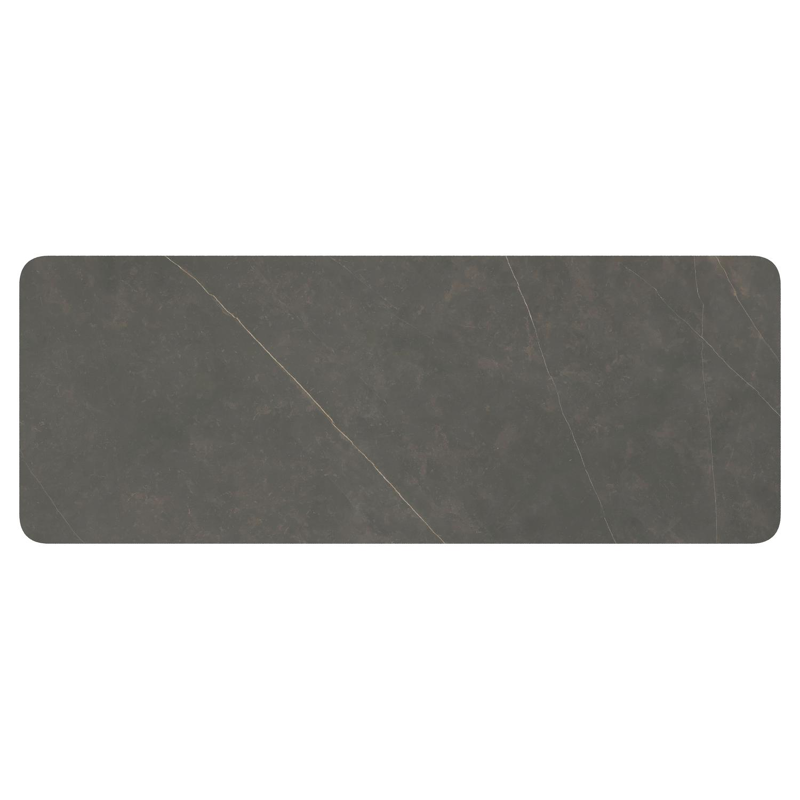 Table de jardin Orso rectangulaire arrondi en aluminium beige et céramique pleine Calatorao - Lg. 290 x Lrg. 110 x Haut. 74.5 cm