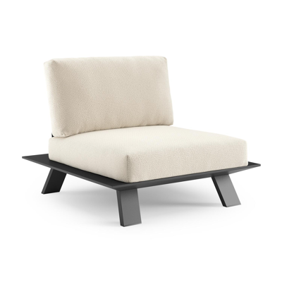 Cesano loungestoel in zwart aluminium met althea off white all weather Cosytica kussen