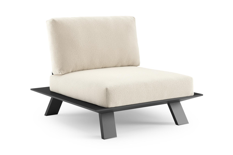 Cesano loungestoel in zwart aluminium met althea off white all weather Cosytica kussen