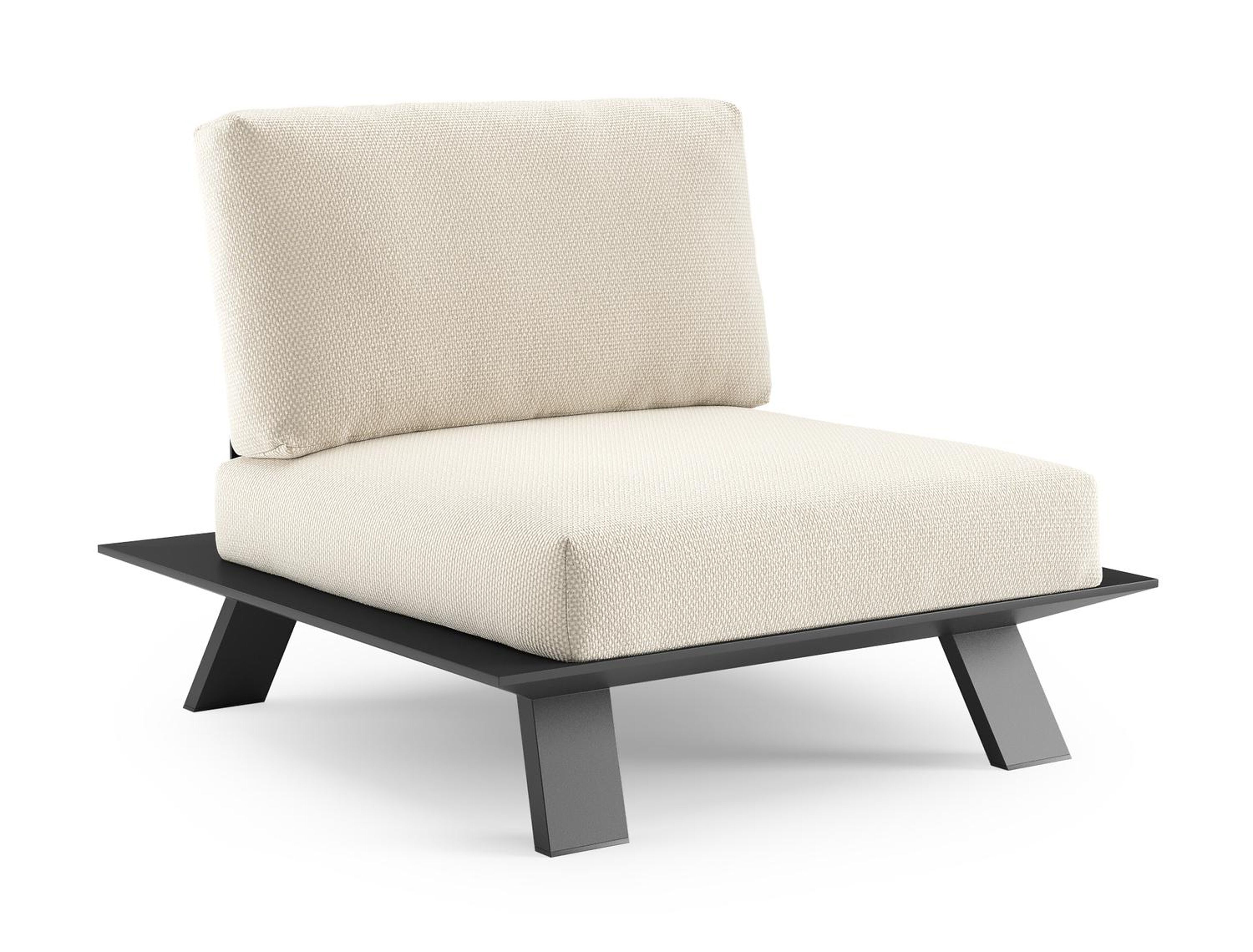 Cesano loungestoel in zwart aluminium met althea off white all weather Cosytica kussen