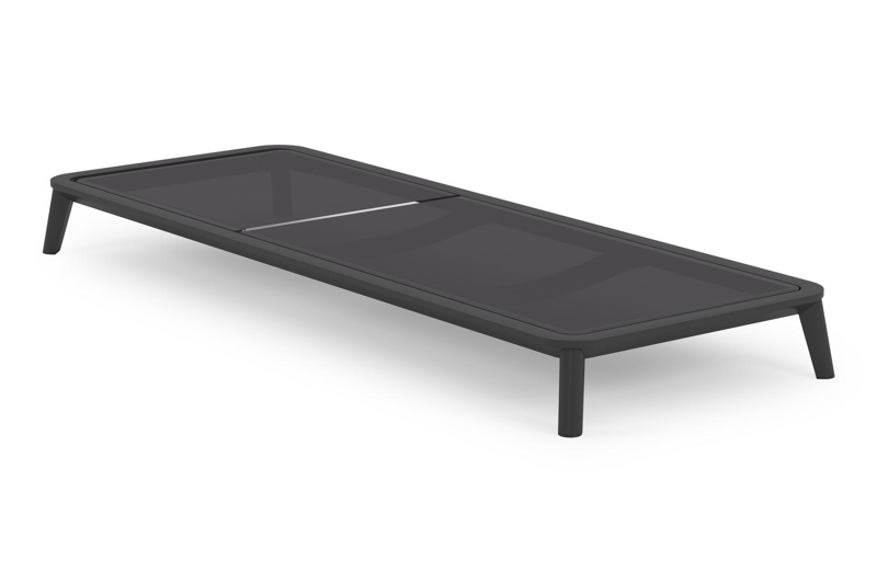 Set van 2 verstelbare Mosa ligbedden in zwart aluminium en zwart single textilene met kussens