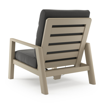 Cirello loungestoel 1-zit in beige aluminium met natte charcoal chine all weather sunbrella® luxe kussen