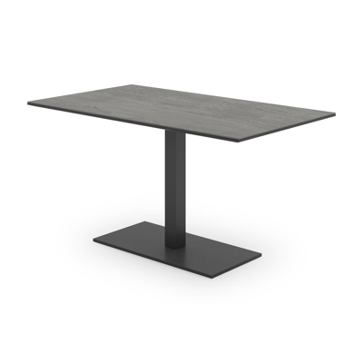 Table de jardin Piemonte inclinable en aluminium noir et céramique pleine aspen grey - Lg 140 x Larg. 80 x H 74 cm