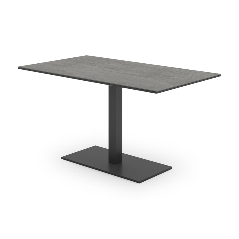 Piemonte kantelbare tuintafel rechthoekig in zwart aluminium en volkeramiek aspen grey - L 140 x B 80 x H 73 cm