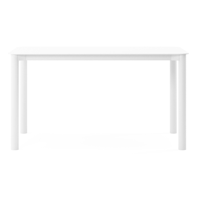 Table de jardin rectangulaire Orso arrondie en aluminium blanc - Lg. 140 x Lrg. 80 x Haut. 74,5 cm