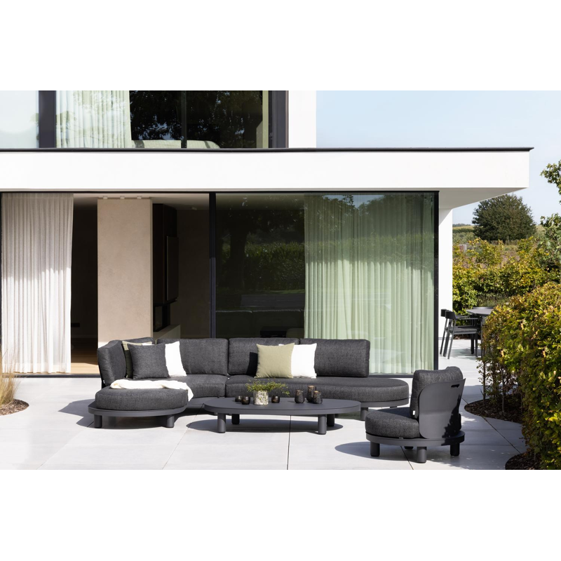 Donato loungehoek in zwart aluminium met all weather cosytica Marbella Beige kussen