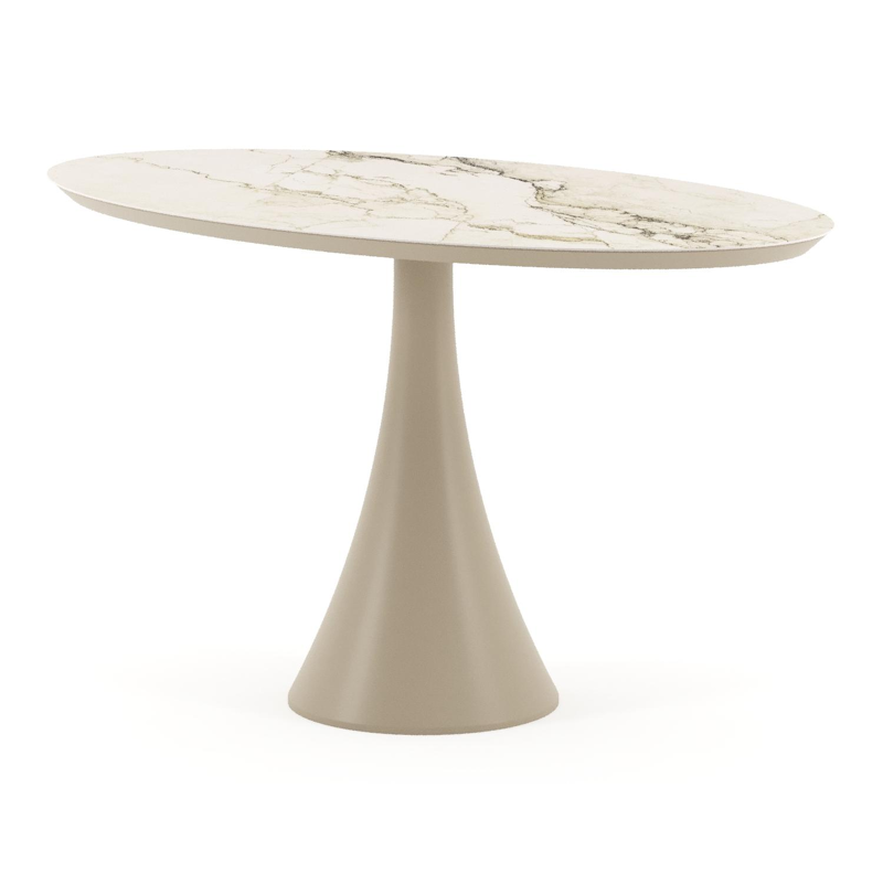 Fano tuintafel ovaal in beige aluminium en volkeramiek Colorado Dunes - L 140 x B 80 x H 74.5 cm
