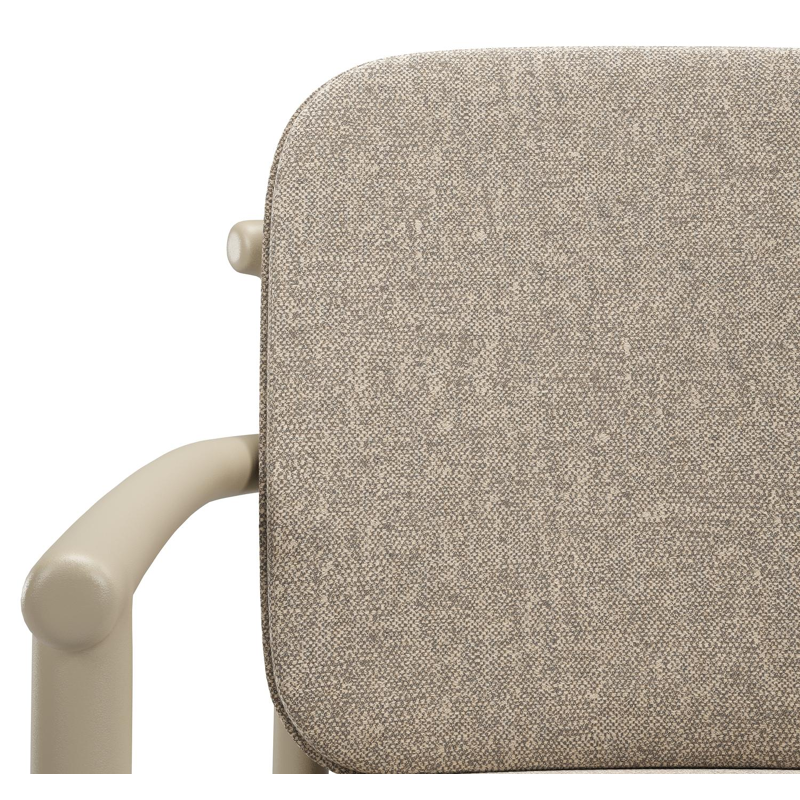 Bono stapelbare tuinstoel in beige aluminium met stoelkussen in All Weather Sunbrella® Luxe Chartres Pewter