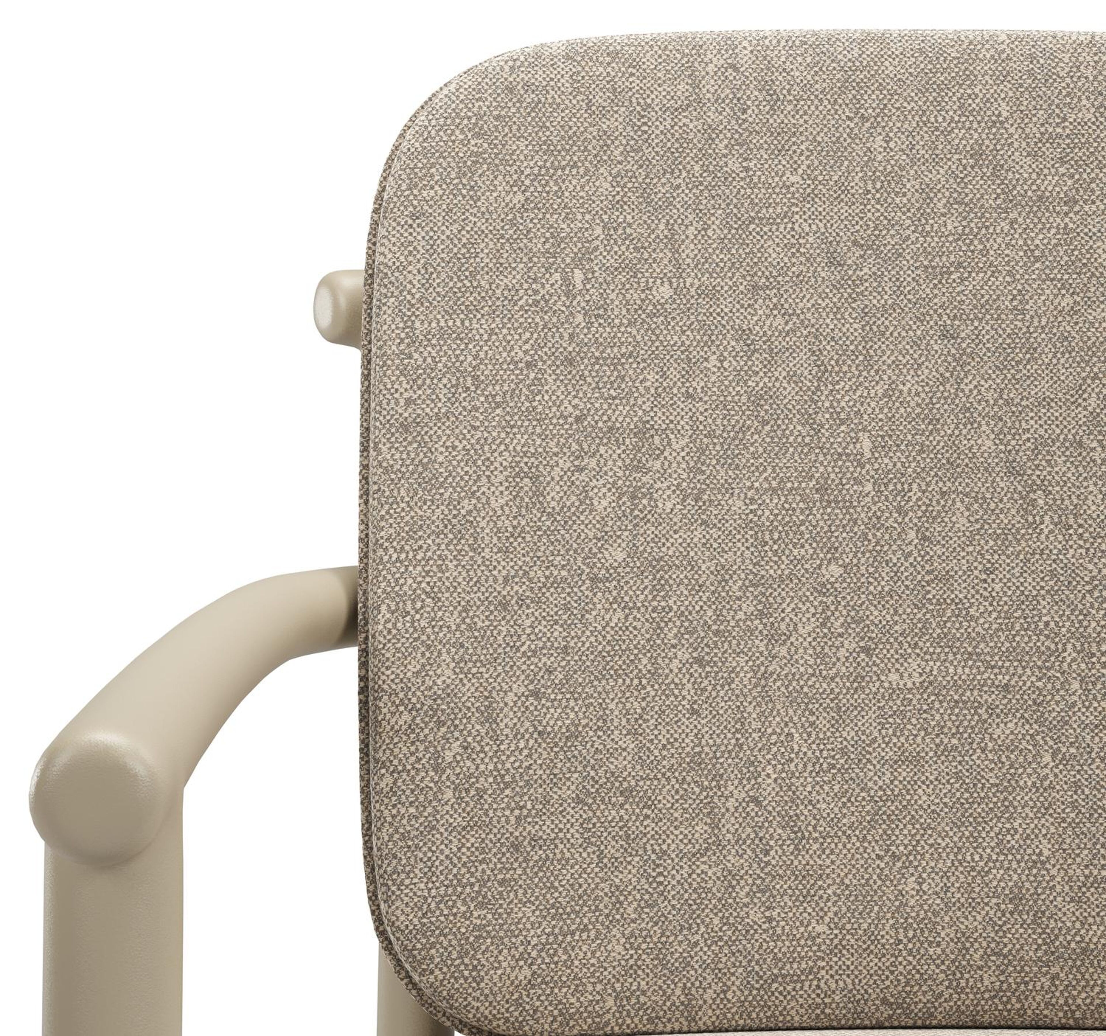 Chaise de jardin empilable Bono en aluminium beige et aluminium beige avec coussin en All Weather Sunbrella® Luxe Chartres Pewter